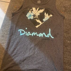 Diamond Supply Co. Heather Charcoal Crewneck Tee with White Diamond Print